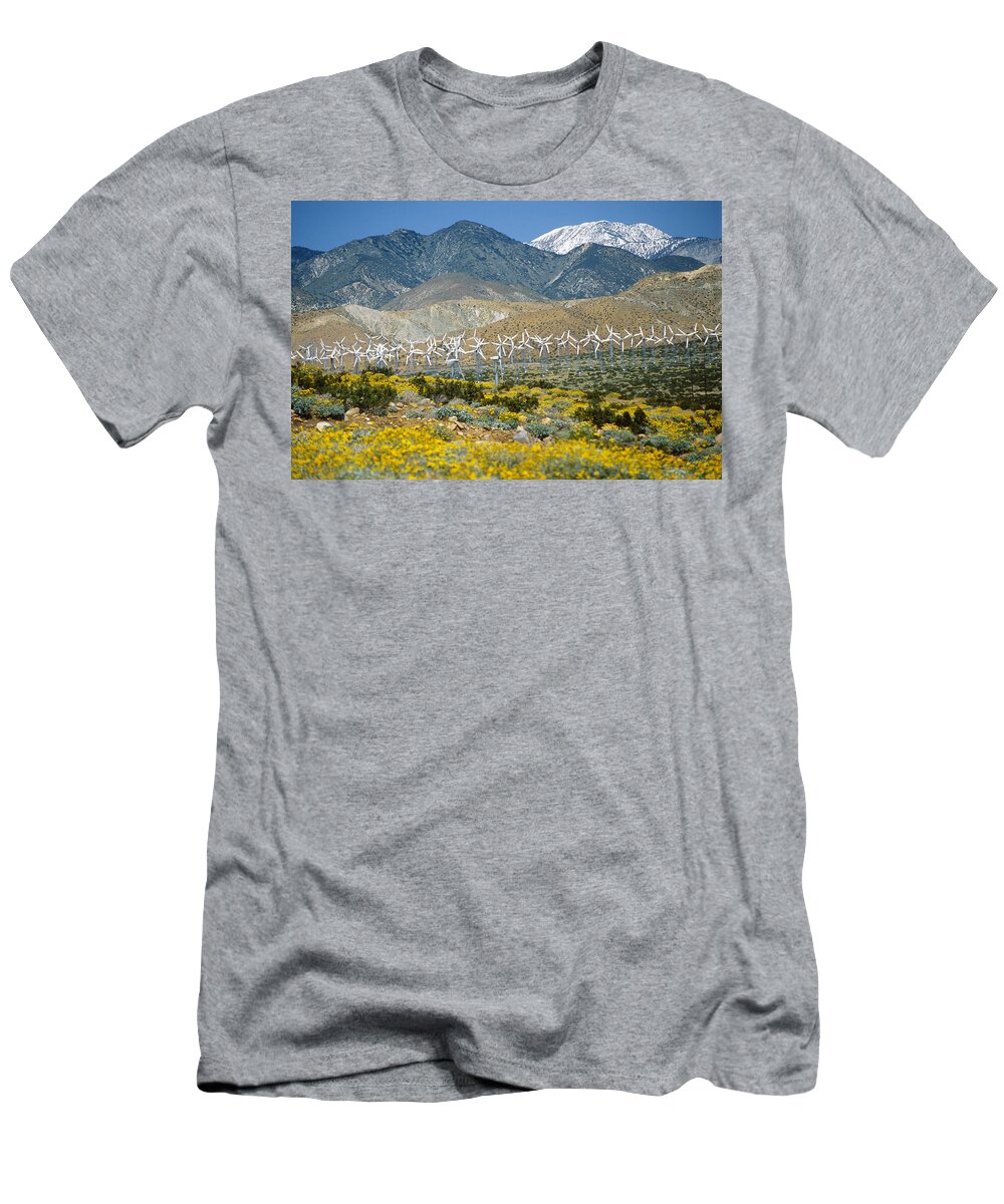 Alternative Energy T-Shirt featuring the photograph Wind Farm In Southern California by Greg Ochocki