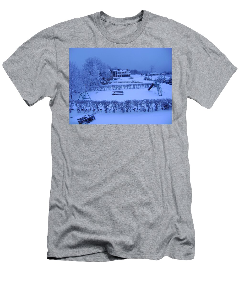 Playground T-Shirt featuring the photograph Winter Playground by Moshe Harboun