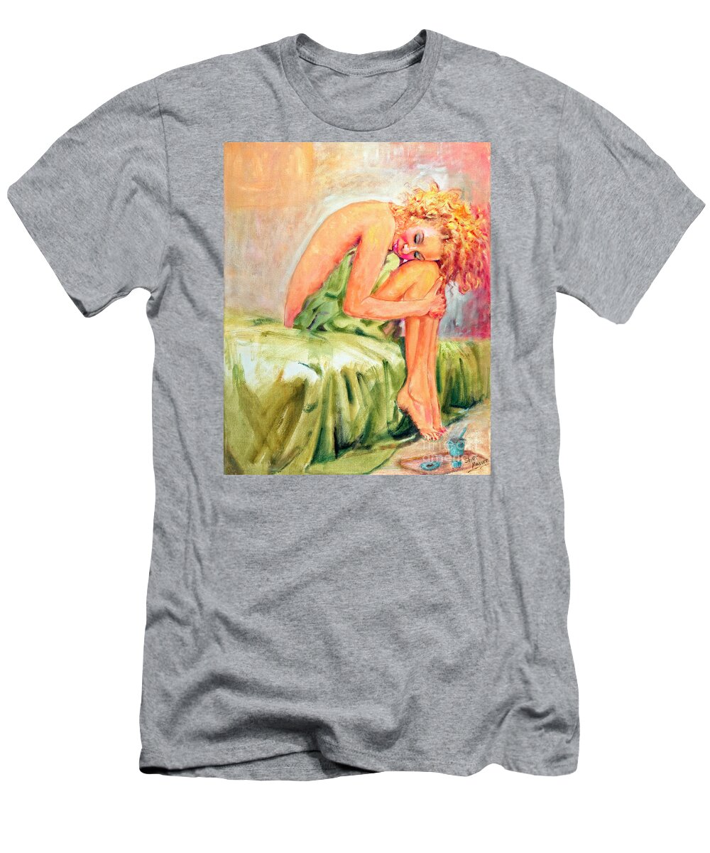 Sher Nasser Artist T-Shirt featuring the painting Woman In Blissful Ecstasy by Sher Nasser Artist