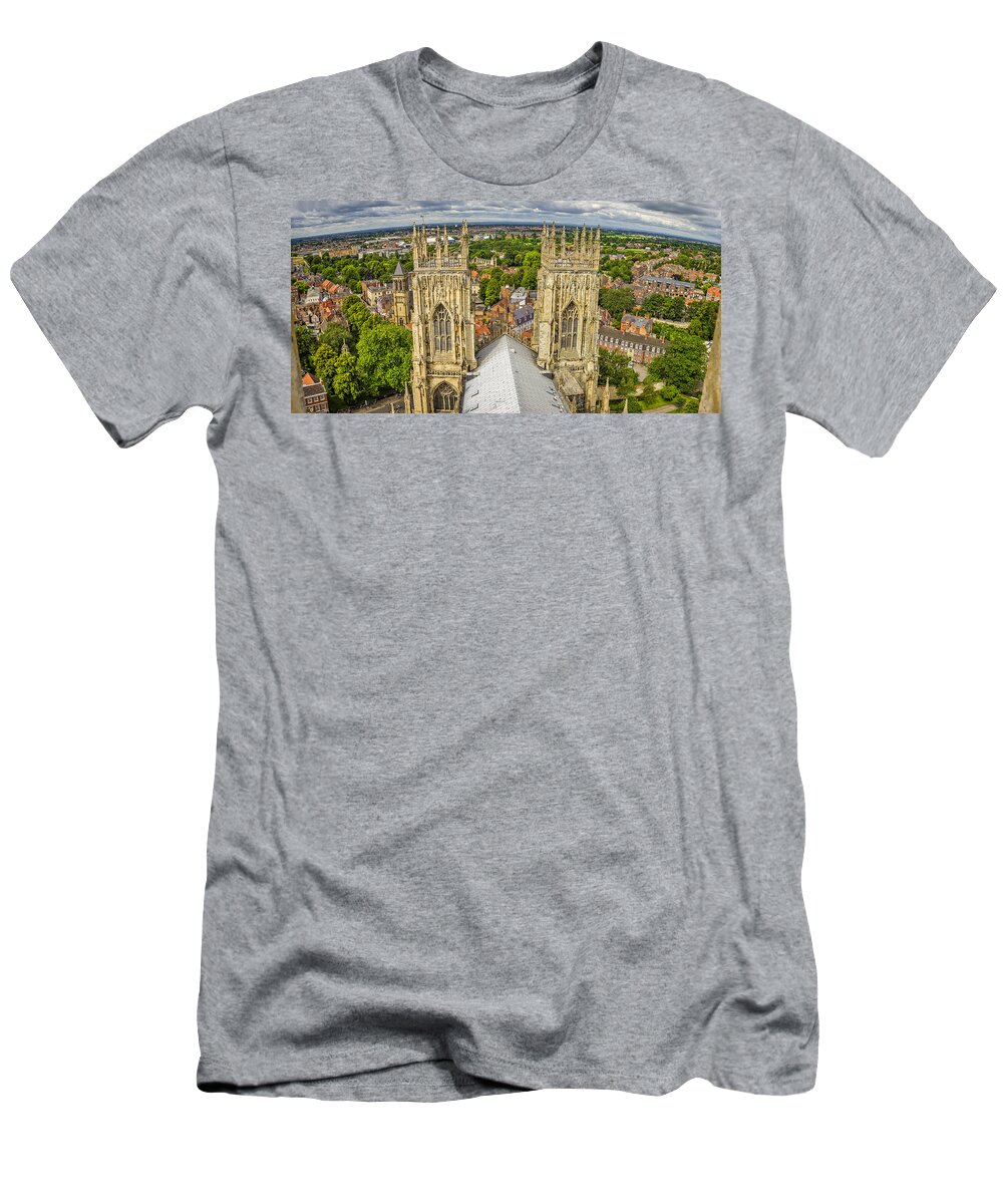 York T-Shirt featuring the photograph York from York Minster Tower by Pablo Lopez