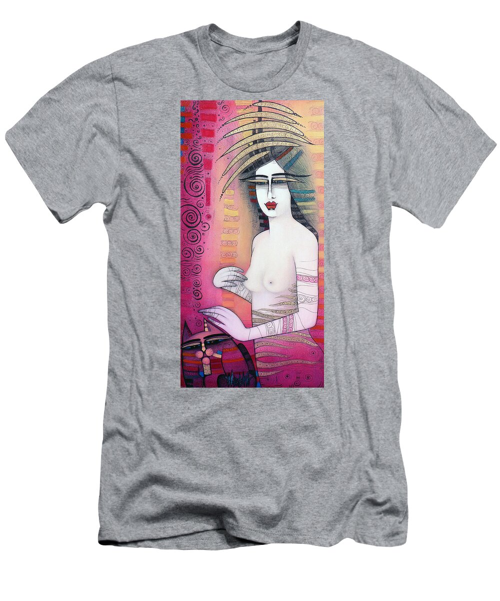 Lady T-Shirt featuring the painting Dreaming by Albena Vatcheva