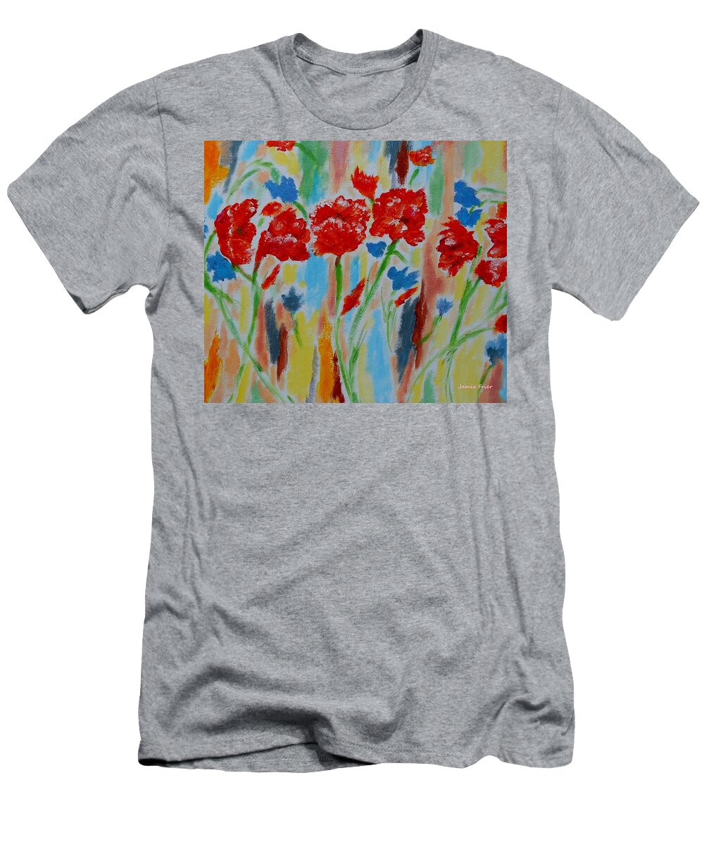 Poppies T-Shirt featuring the painting Poppies #1 by Jamie Frier