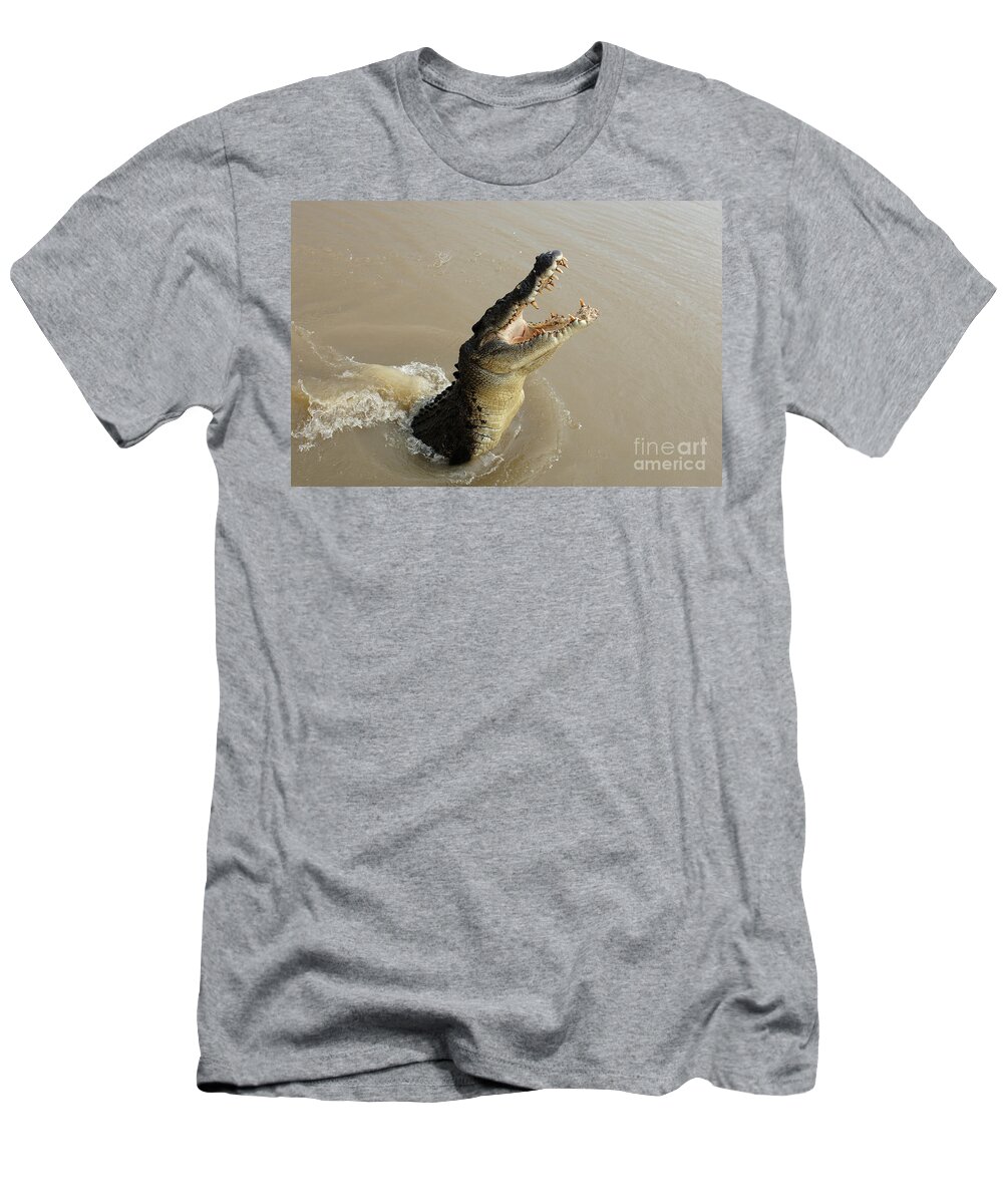 Salt Water Crocodile T-Shirt featuring the photograph Salt Water Crocodile 2 #1 by Bob Christopher