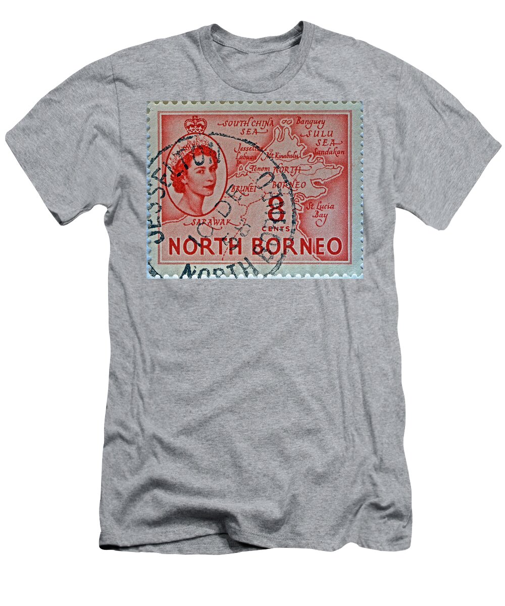 1954 T-Shirt featuring the photograph 1954 North Borneo Stamp by Bill Owen