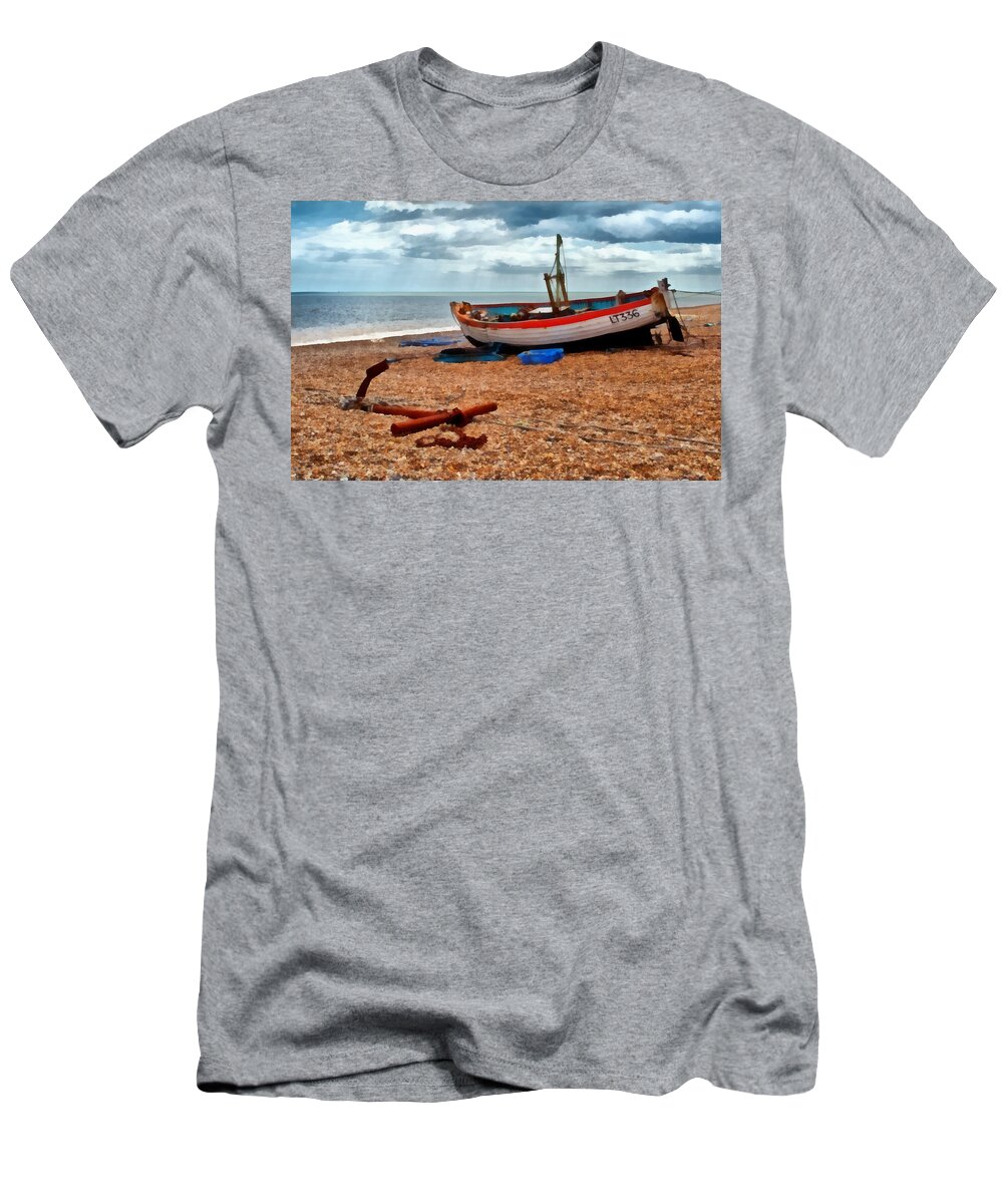Boat T-Shirt featuring the digital art Aldeburgh Fishing Boat by Bel Menpes