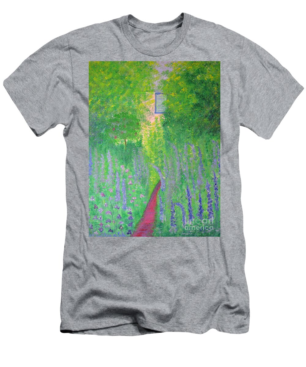 Garden T-Shirt featuring the painting An Artist's Cottage by Stacey Zimmerman