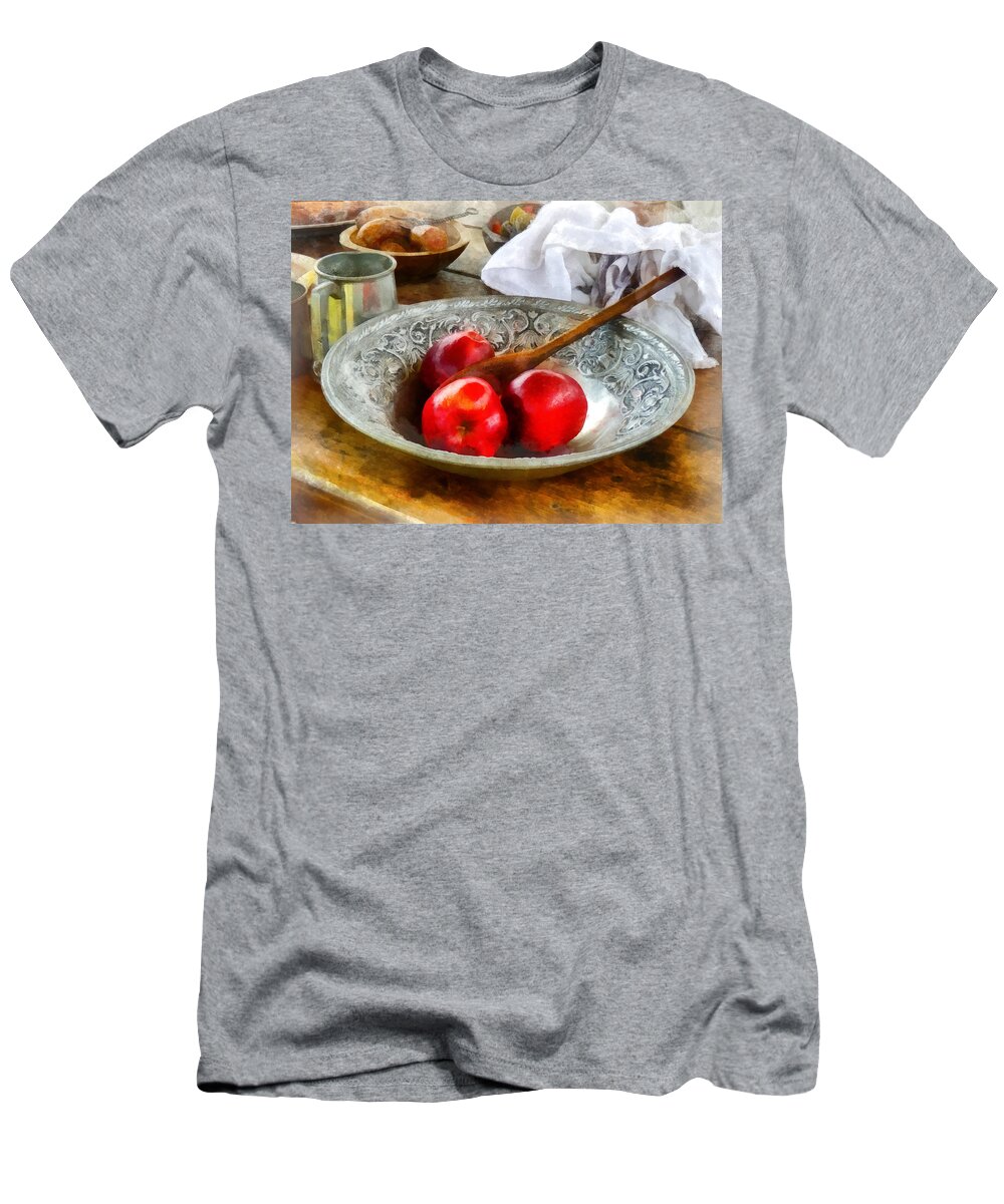 Meal T-Shirt featuring the photograph Apples in a Silver Bowl by Susan Savad