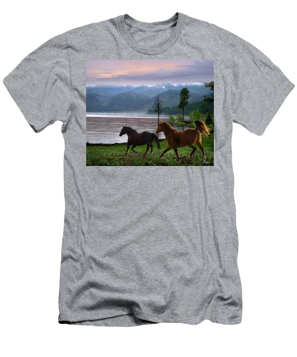 Horse T-Shirt featuring the digital art At The Lake by Bill Stephens