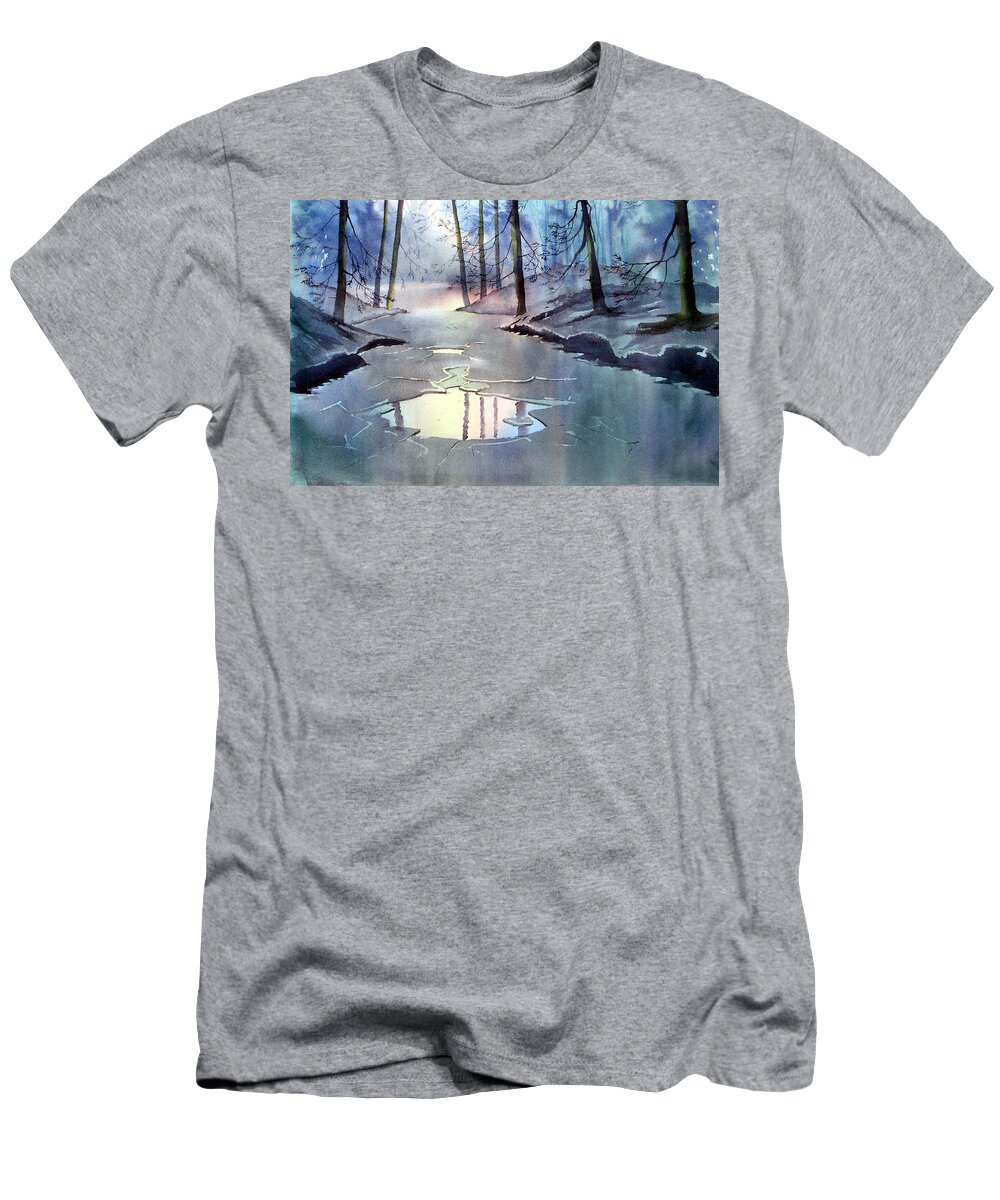 Winter T-Shirt featuring the painting Breaking Ice by Glenn Marshall