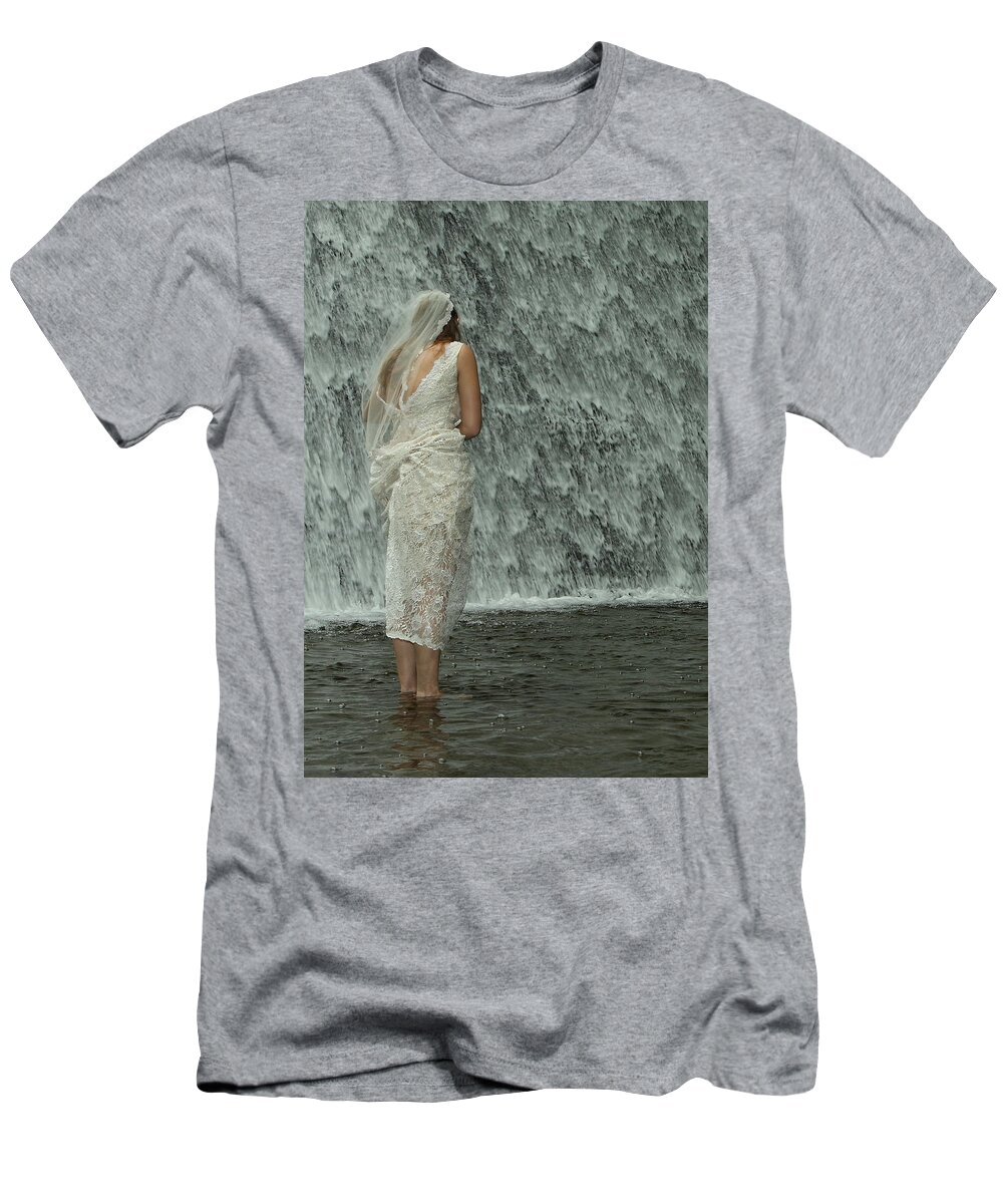 Water T-Shirt featuring the photograph Bride Below Dam by Daniel Reed