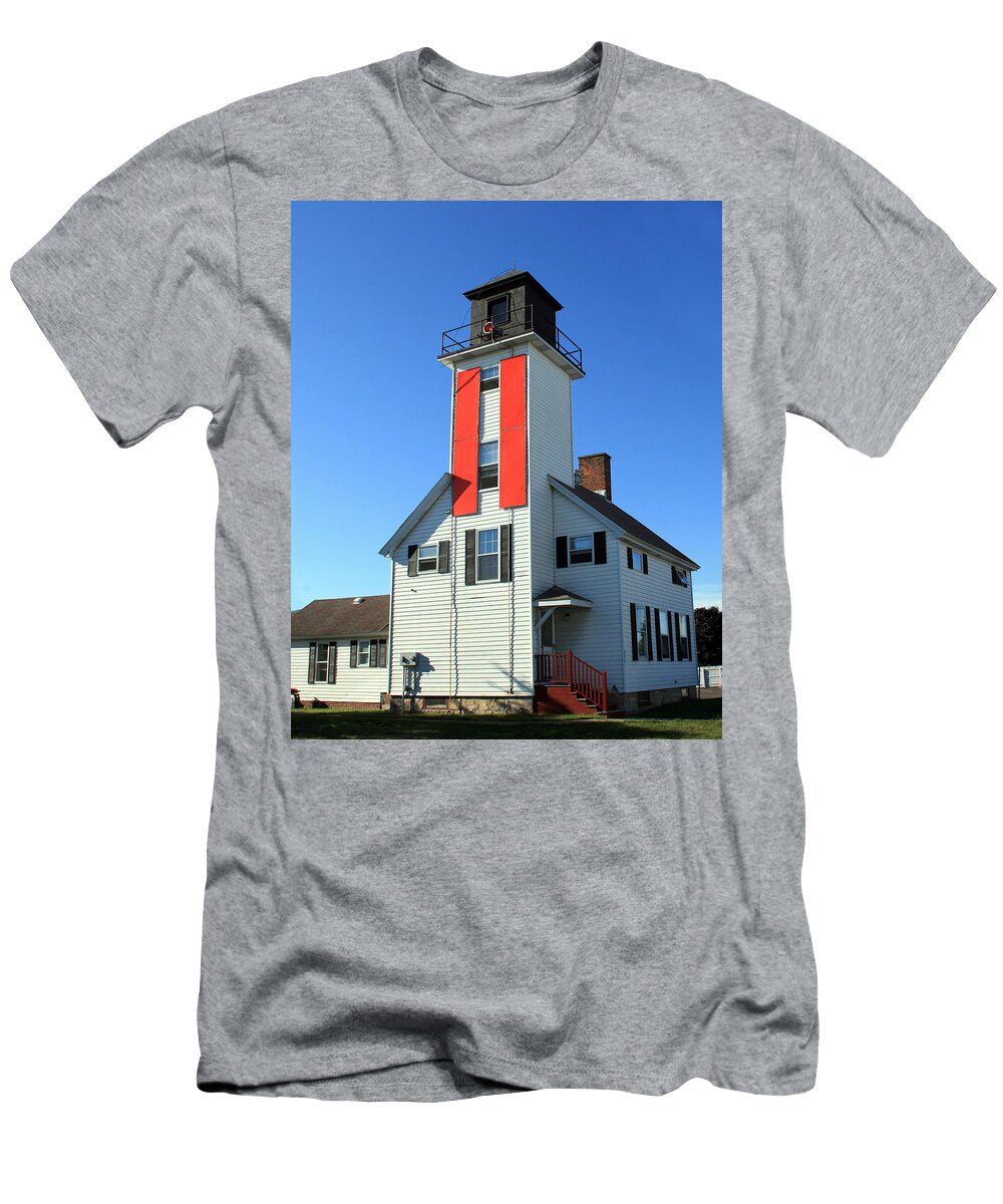 Lighthouse T-Shirt featuring the photograph Cheboygan River Front Range Lighthouse by George Jones