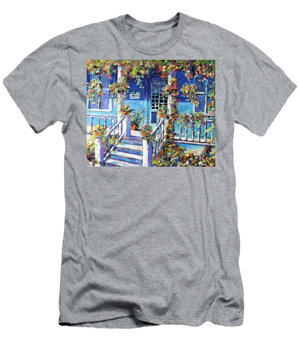 Canadian Artist Painter T-Shirt featuring the painting Country Porch and Flowers by Prankearts by Richard T Pranke