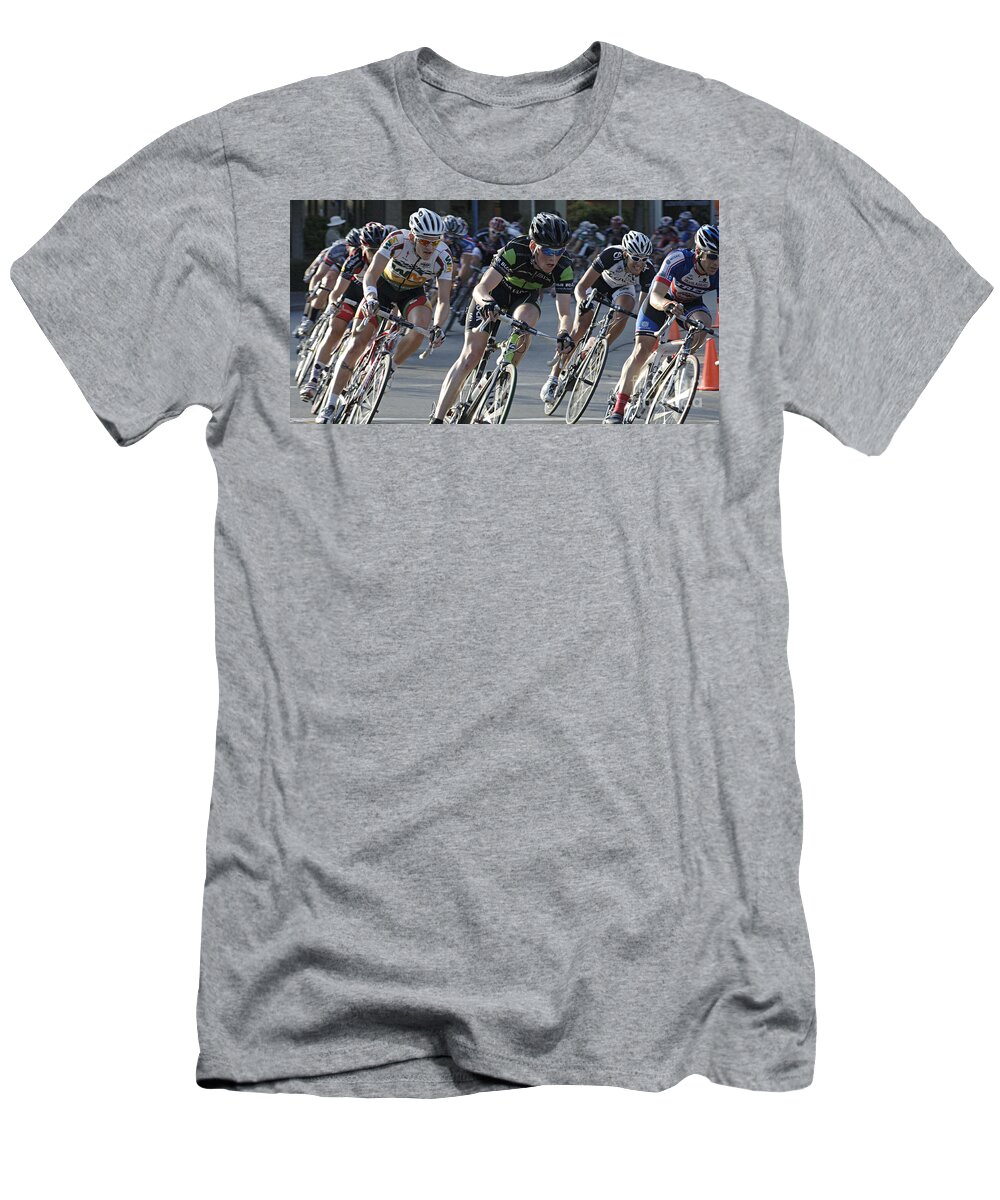 Criterium T-Shirt featuring the photograph Criterium Bicycle Race 6 by Bob Christopher