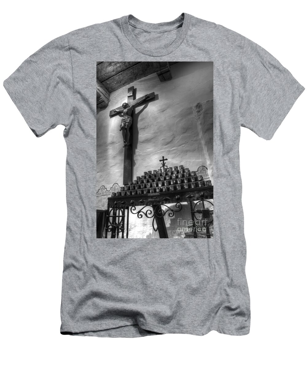 Mission San Diego De Alcala T-Shirt featuring the photograph Crucifix Mission San Diego de Alcala by Bob Christopher