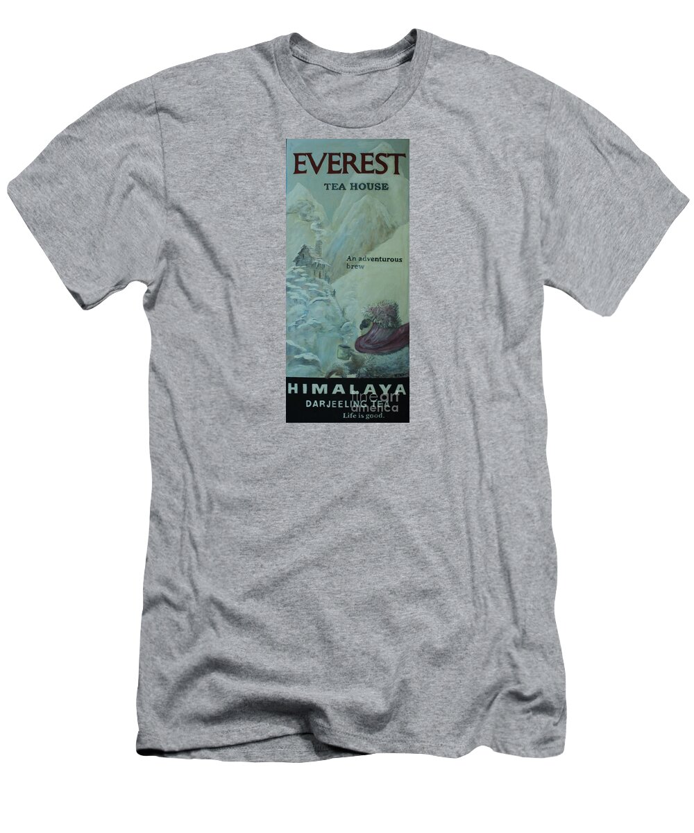 Himalayas T-Shirt featuring the painting Everest Tea House by William Bezik