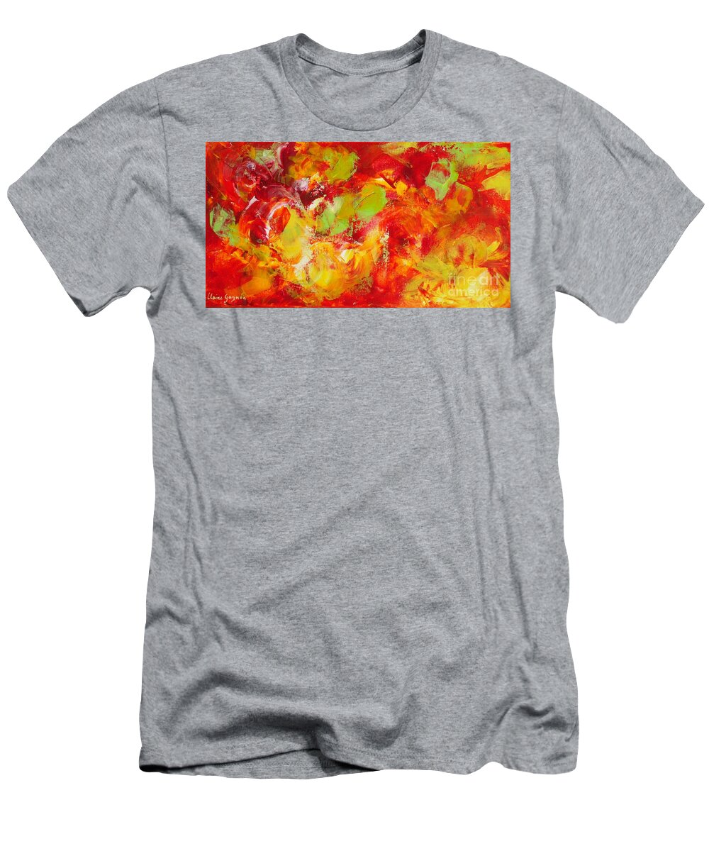 Abstract T-Shirt featuring the painting Fireball by Claire Gagnon