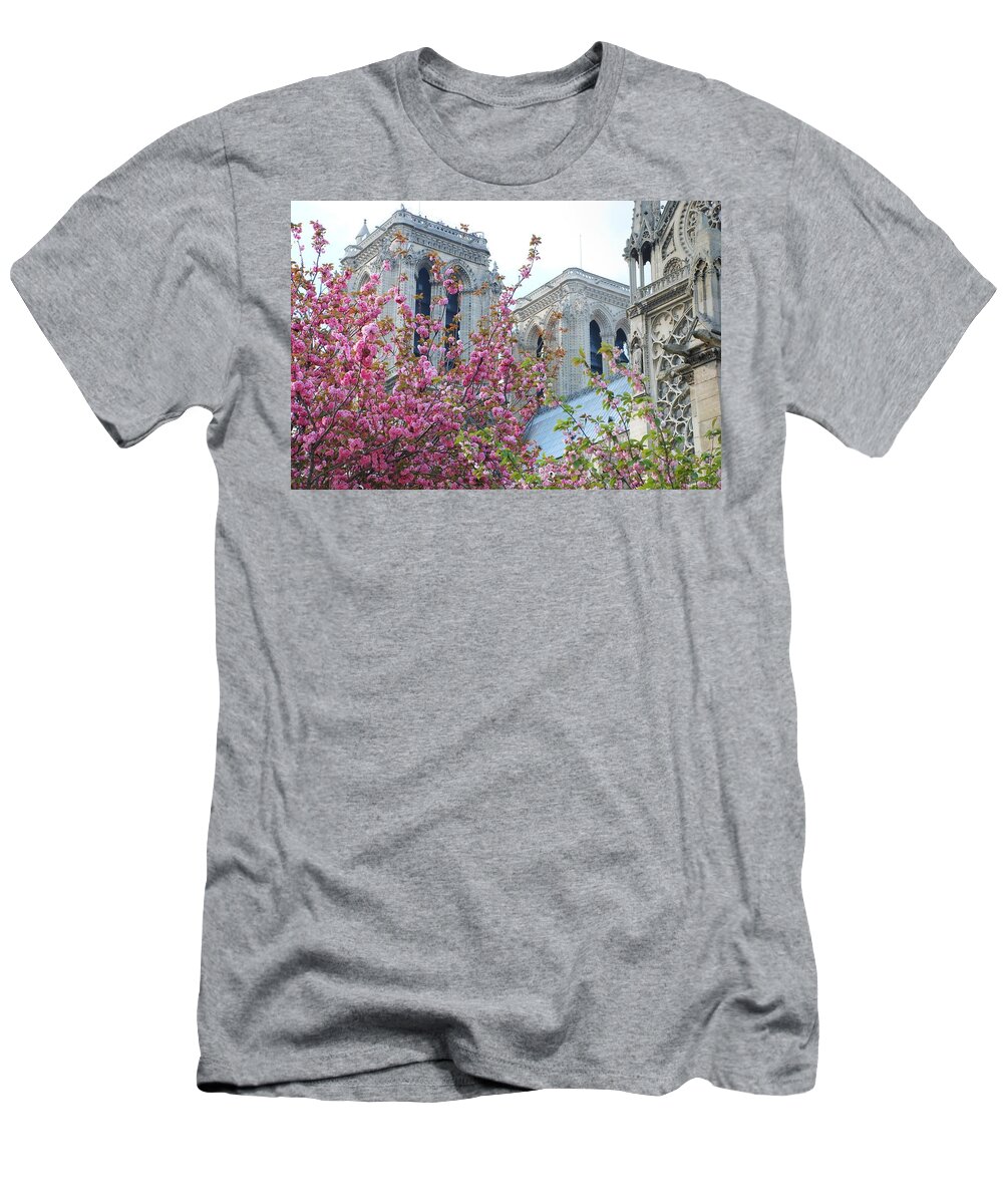 Notre Dame T-Shirt featuring the photograph Flowering Notre Dame by Jennifer Ancker