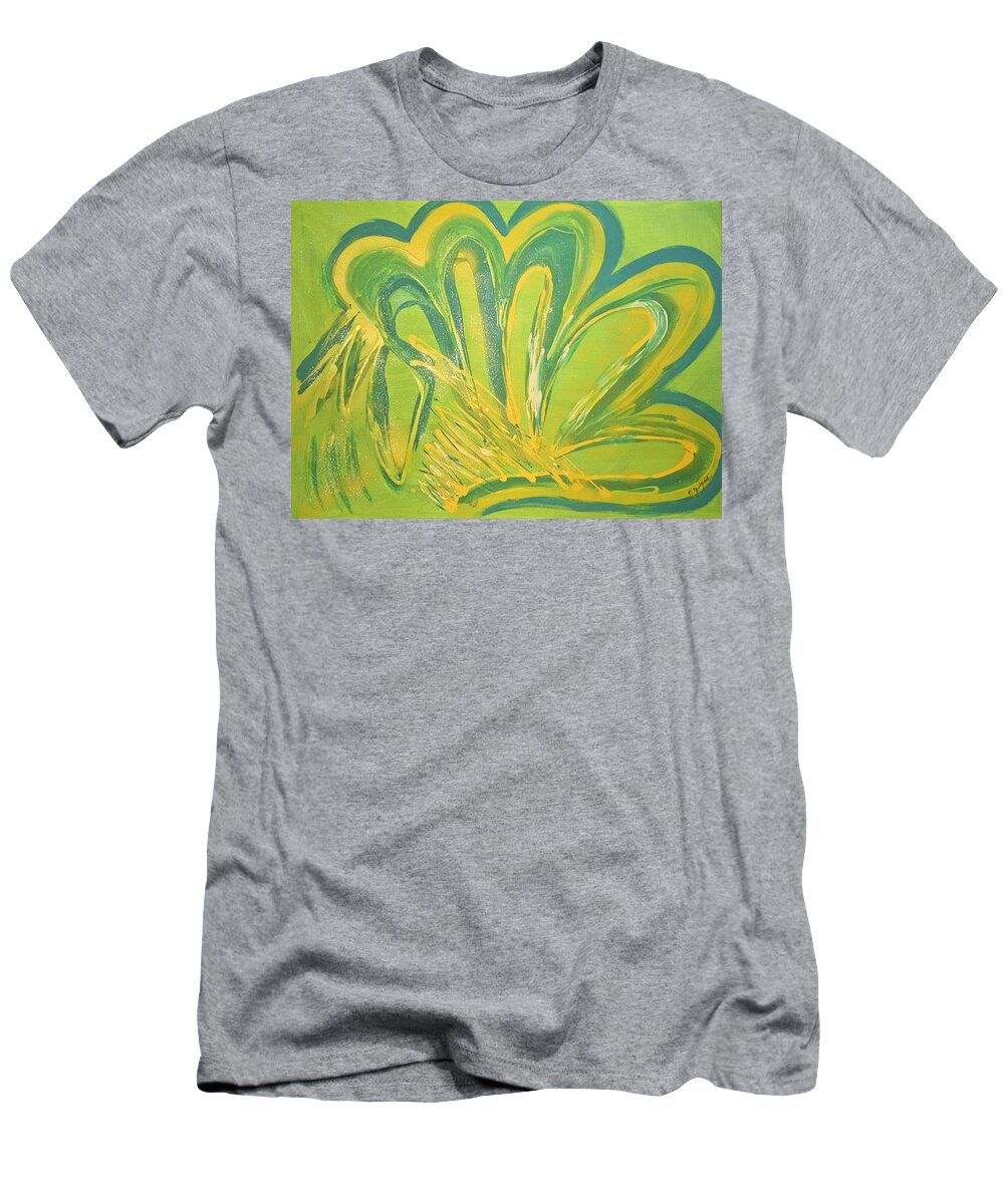 Yellow T-Shirt featuring the mixed media High Five by Artista Elisabet