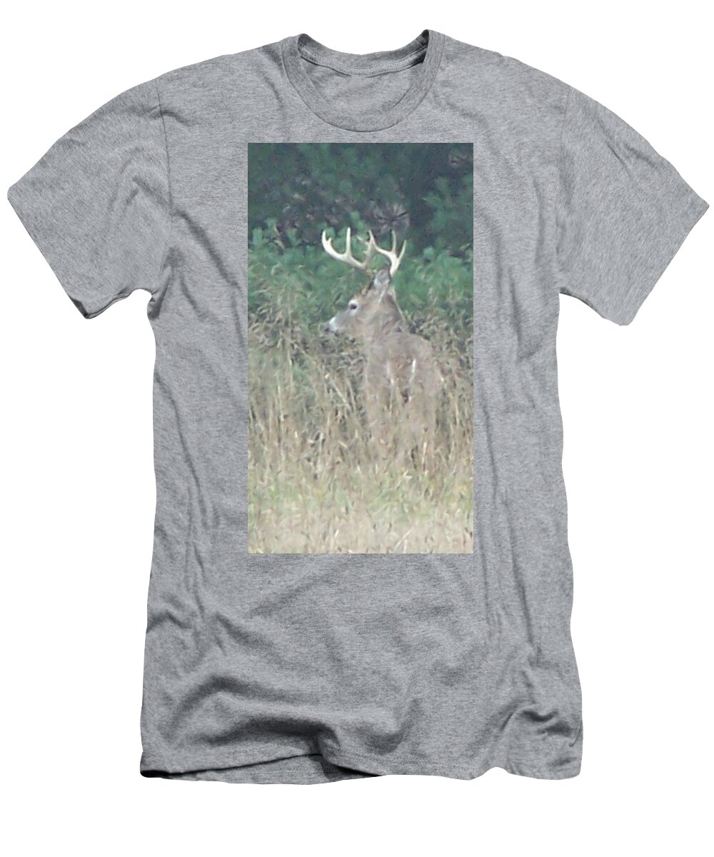 Buck T-Shirt featuring the photograph Majestic Buck by Kathy Laughlin