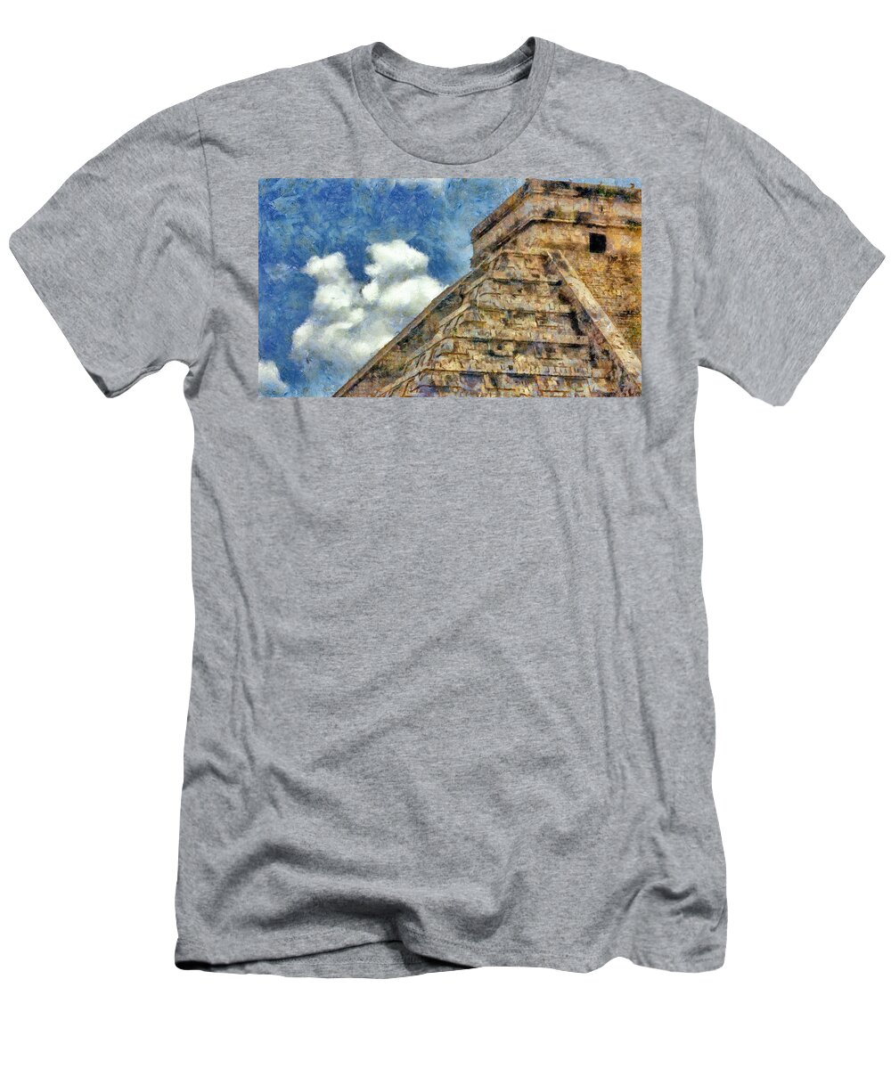 Ancient T-Shirt featuring the painting Mayan Mysteries by Jeffrey Kolker