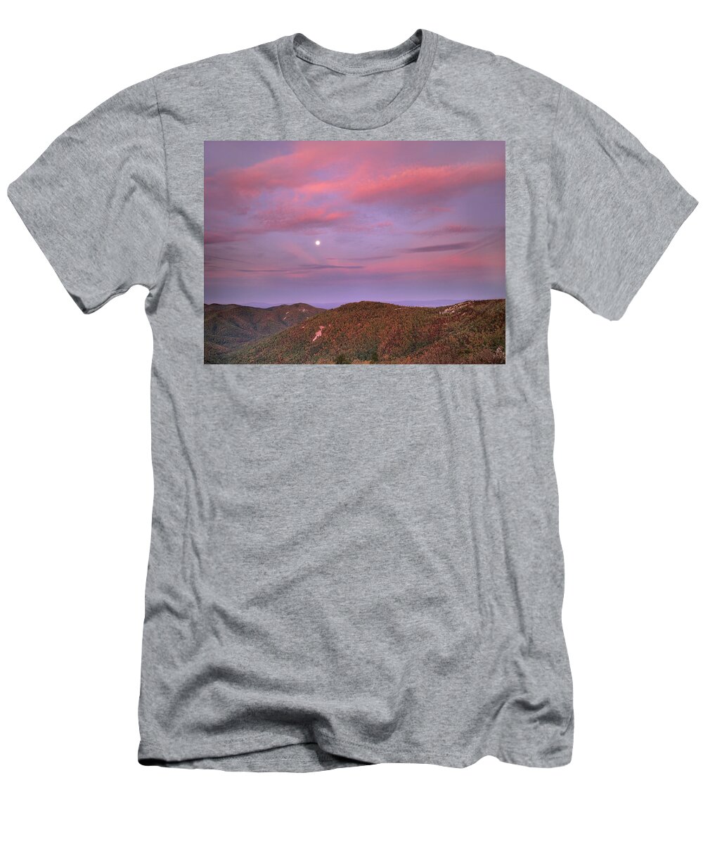 00176862 T-Shirt featuring the photograph Moon Over Blue Ridge Range And Lost by Tim Fitzharris