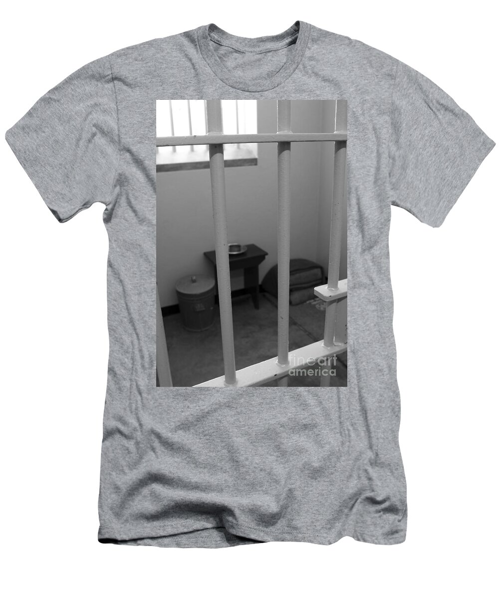 Robben Island T-Shirt featuring the photograph Nelson Mandelas Cell by Aidan Moran