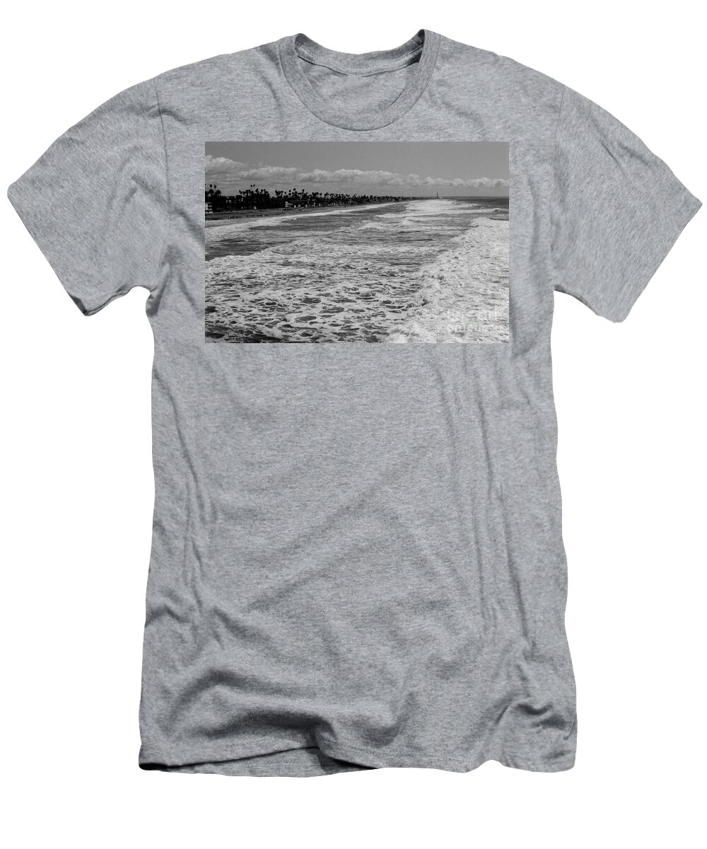 Oceanside T-Shirt featuring the photograph Oceanside in black and white by Daniel Knighton