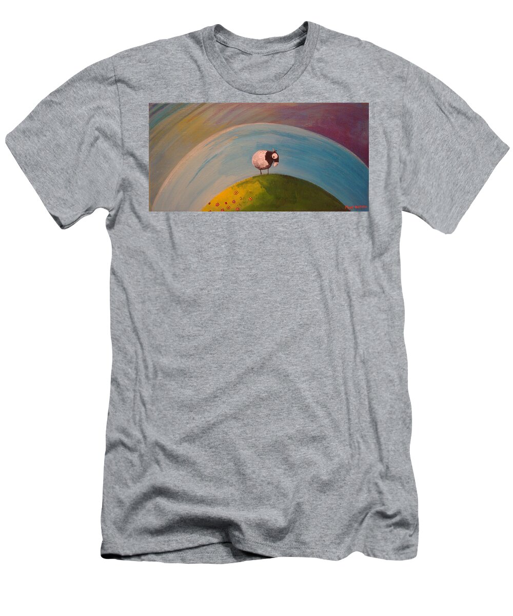 Goat T-Shirt featuring the painting On Top of Ole Meadow by Mindy Huntress