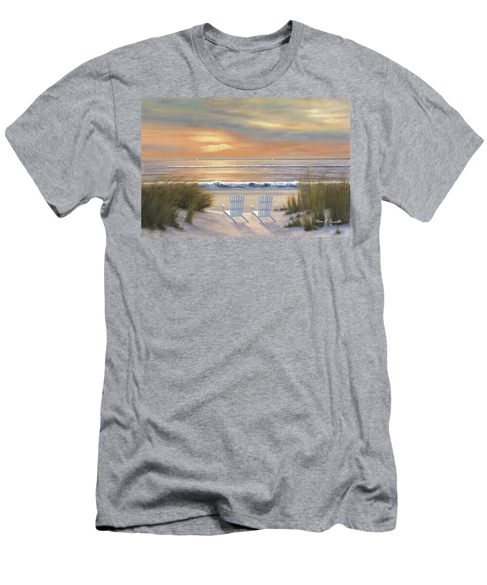 Beach Paintings T-Shirt featuring the painting Paradise Sunset by Diane Romanello