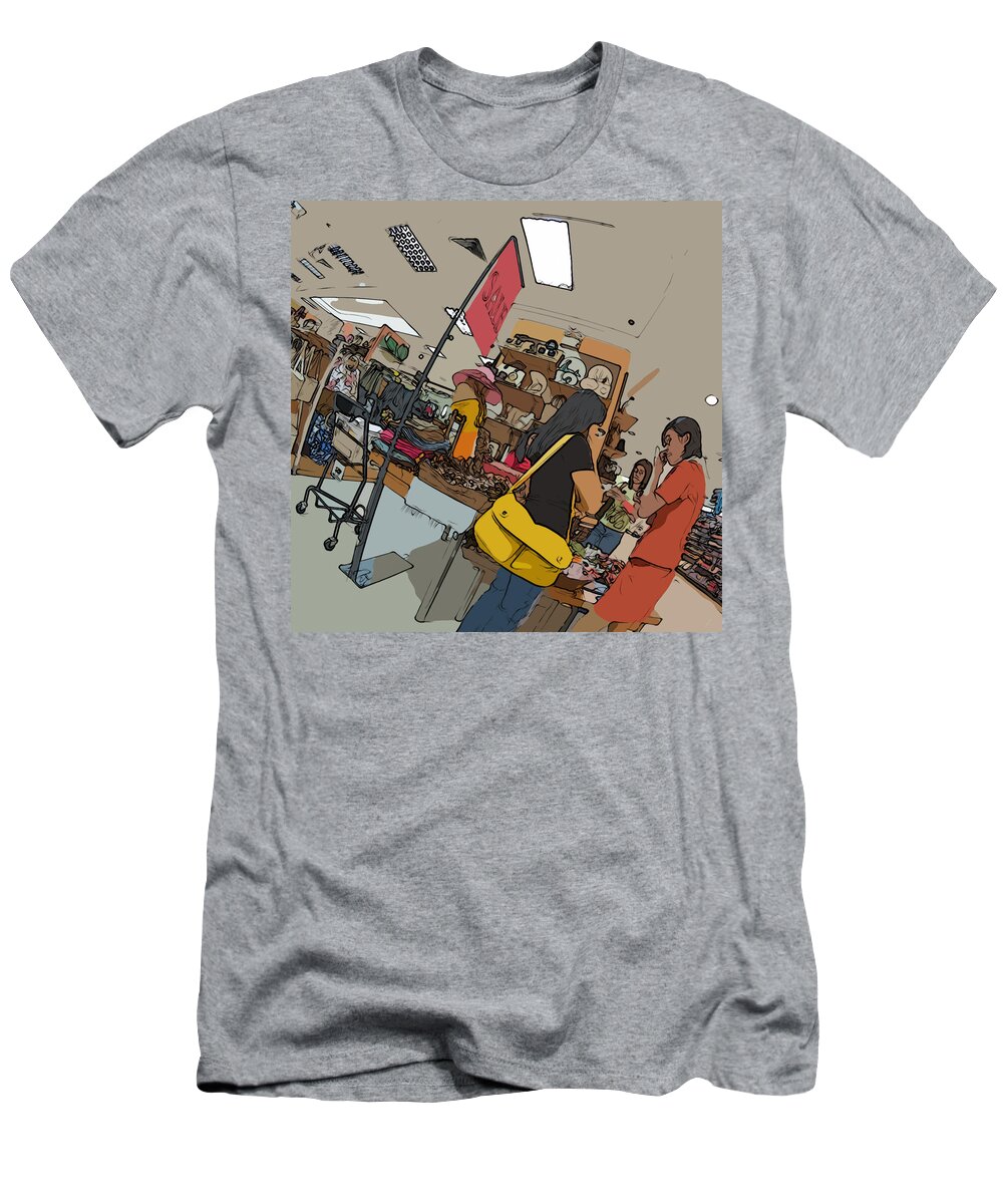 Philippines T-Shirt featuring the painting Philippines 4385 Department Store Sales Lady by Rolf Bertram