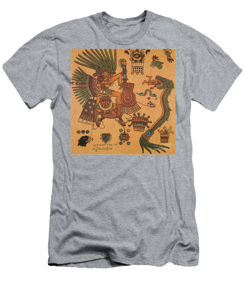 History T-Shirt featuring the photograph Quetzalcoatl, Aztec Feathered Serpent by Photo Researchers