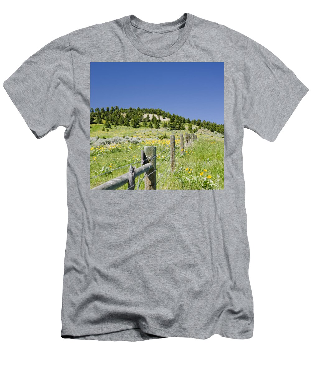 Americas T-Shirt featuring the photograph Rangeland Wild Flowers by Roderick Bley