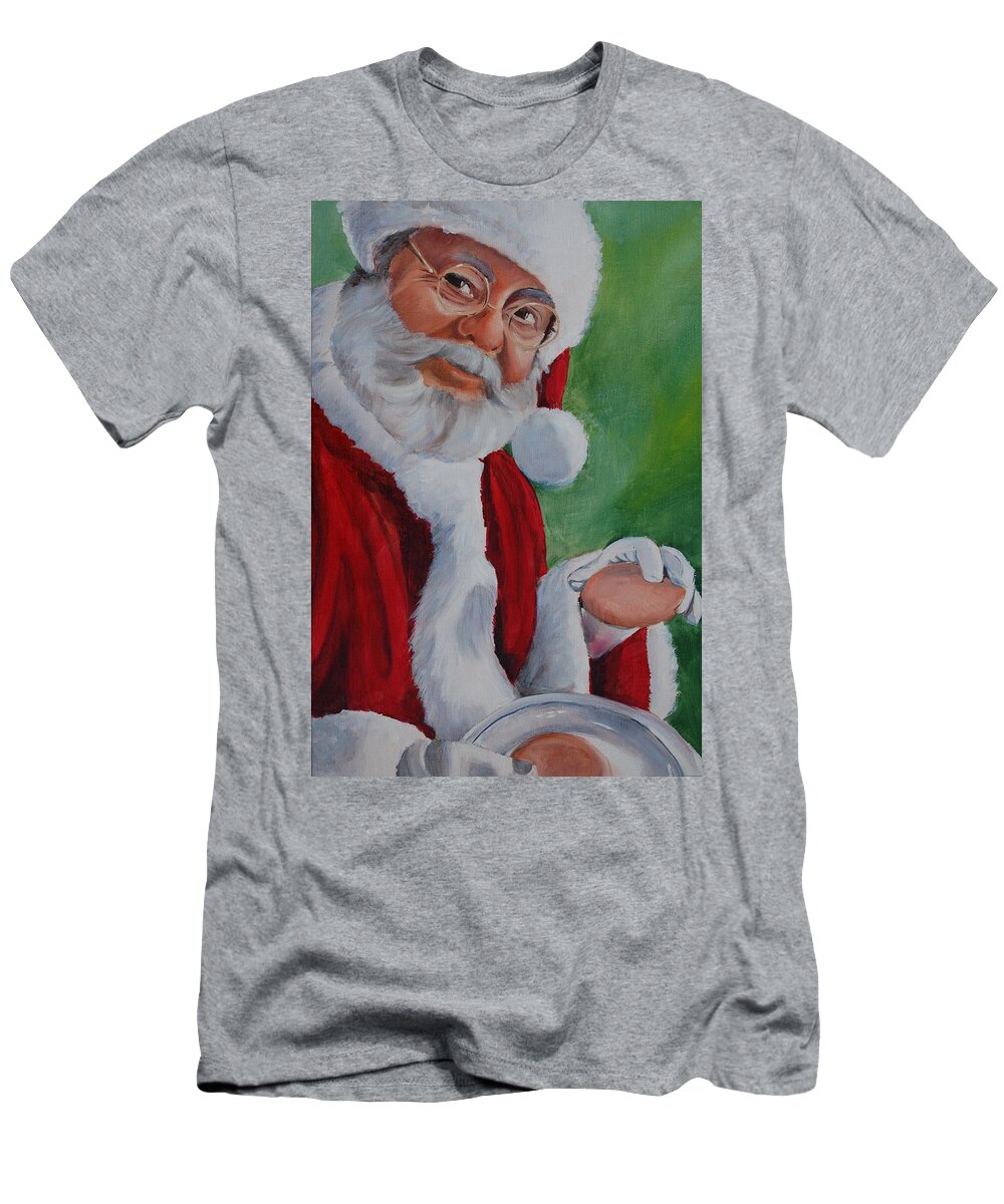 Christmas T-Shirt featuring the painting Santa 2012 by Teresa Smith