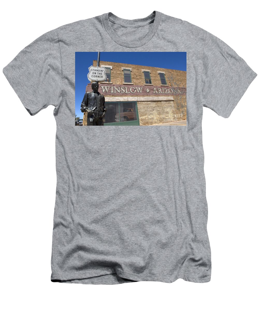 Winslow Arizona T-Shirt featuring the photograph Standin On The Corner In Winslow Arizona by Bob Christopher