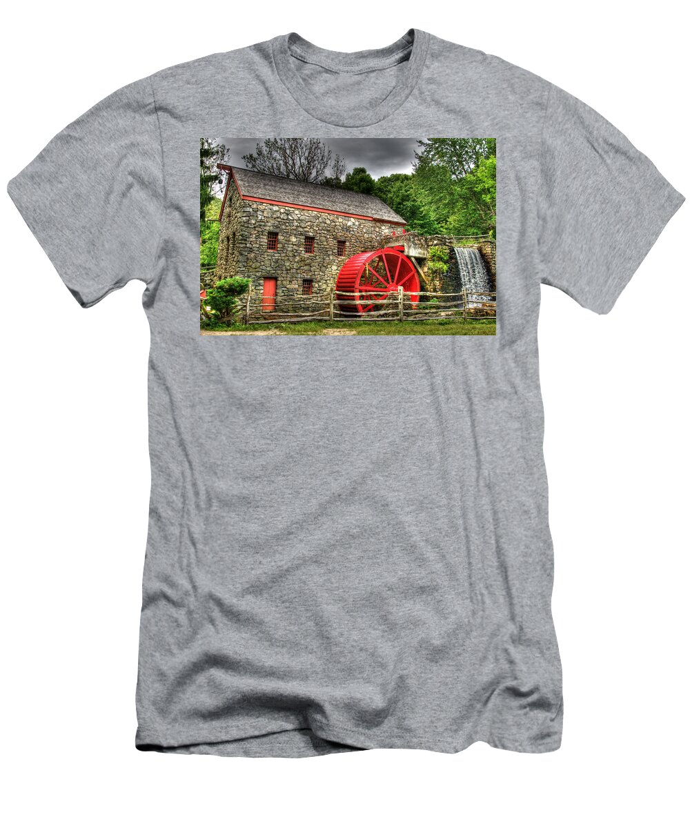 Sudbury T-Shirt featuring the photograph Sudbury - Storm Looms at the Grist Mill by Mark Valentine