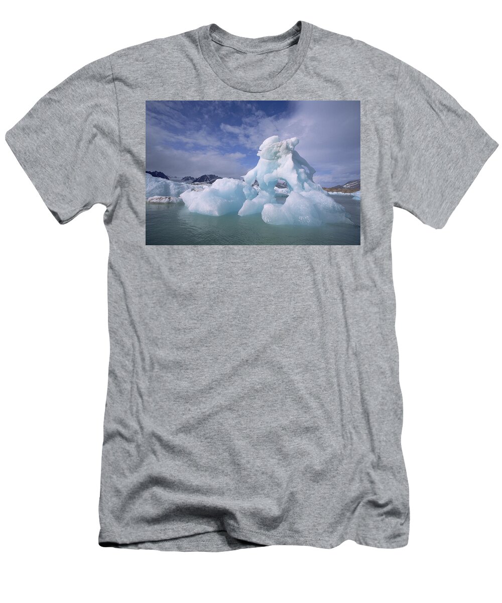 00142087 T-Shirt featuring the photograph Summer Icebergs, Spitsbergen Island by Tui De Roy