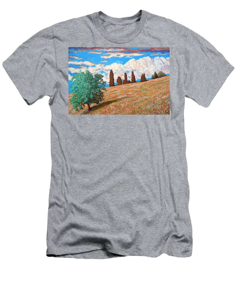 Tuscany T-Shirt featuring the painting Sundown by Tom Roderick