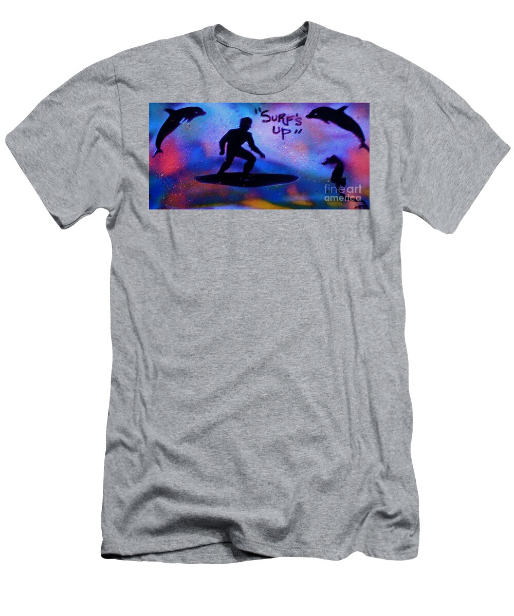 Mermaid T-Shirt featuring the painting Surfs Up by Tony B Conscious