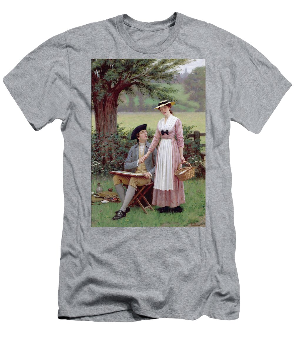 The Lord Of Burleigh T-Shirt featuring the painting The Lord of Burleigh by Edmund Blair Leighton