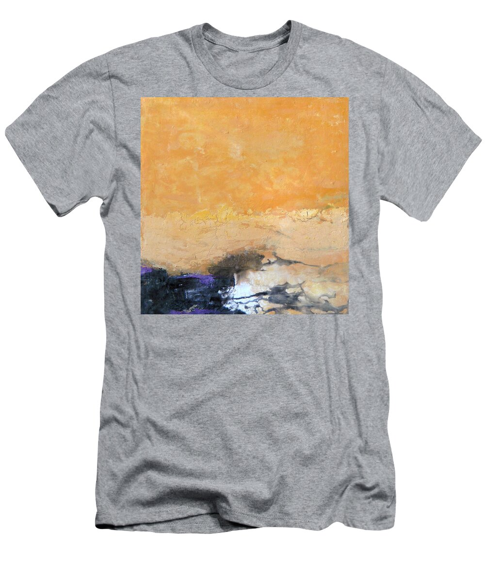 Abstract T-Shirt featuring the painting Untitled Abstract - amber peach with violet by Kathleen Grace