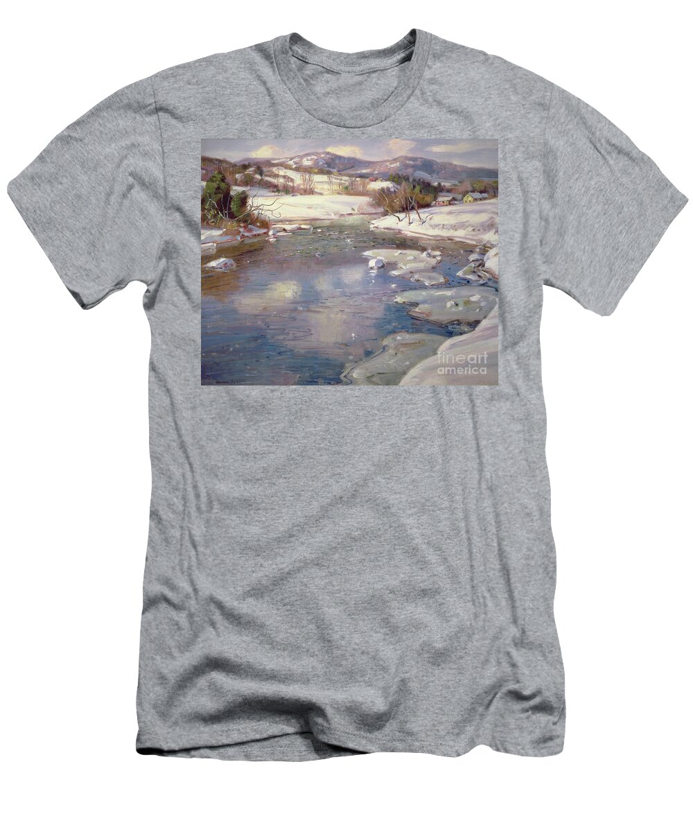 Winter T-Shirt featuring the painting Valley Stream in Winter by George Gardner Symons