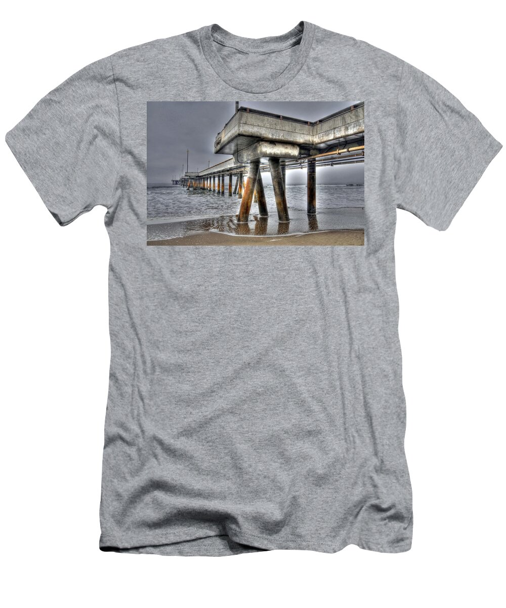 Venice Beach Pier T-Shirt featuring the photograph Venice Pier Industrial 2 by Richard Omura