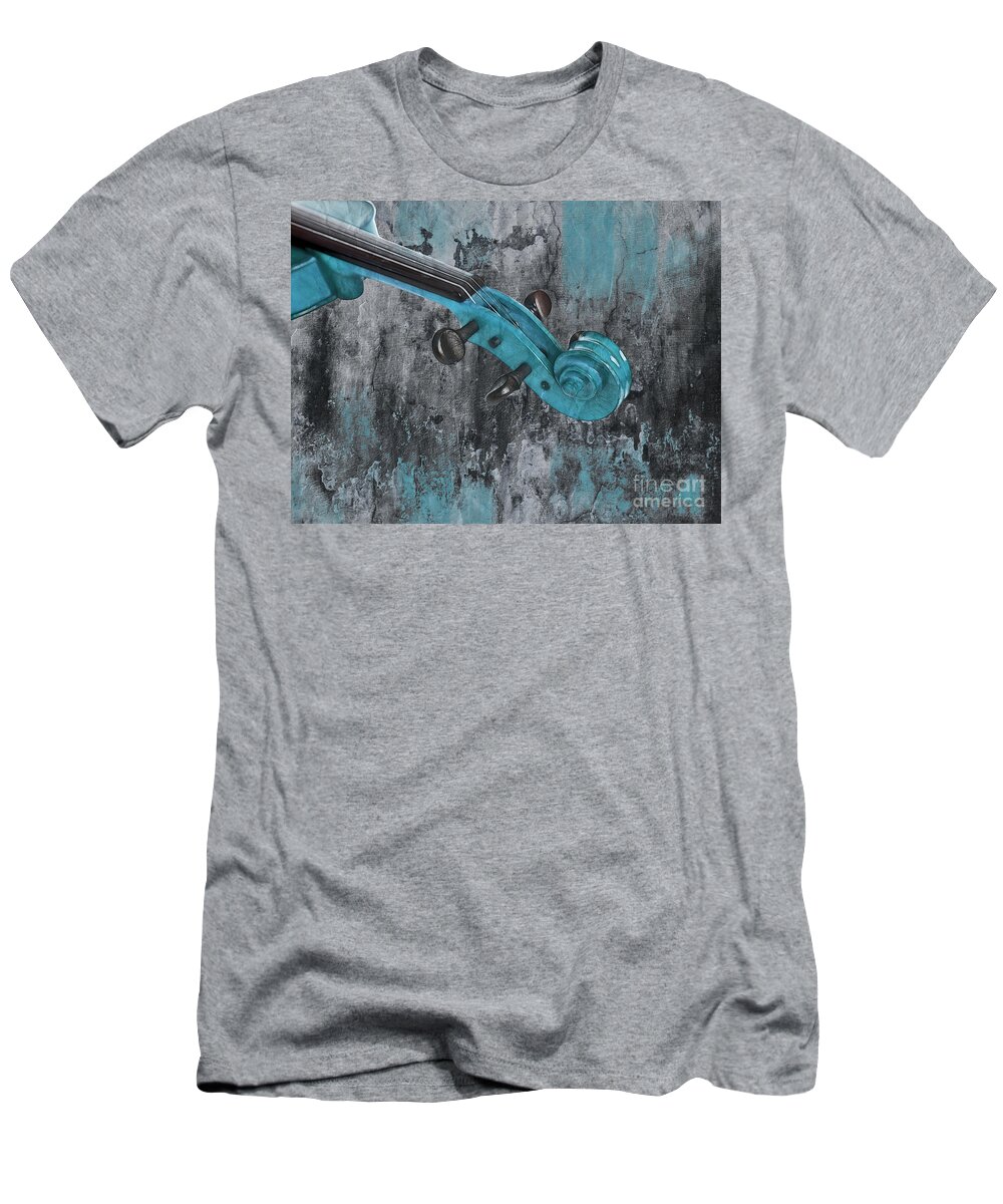 Violin T-Shirt featuring the photograph Violinelle - Turquoise 04d2 by Variance Collections