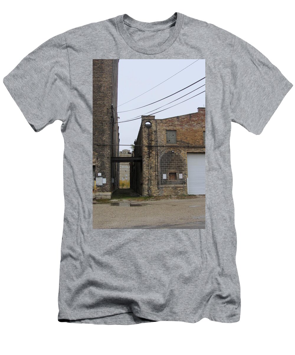 Milwaukee T-Shirt featuring the painting Warehouse Beams and Drain Pipe by Anita Burgermeister