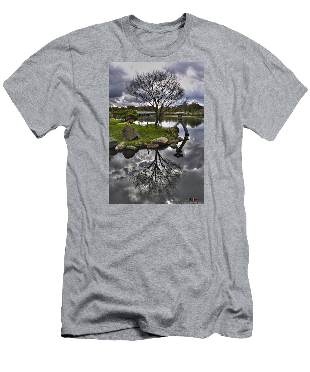 Michael Frank Jr T-Shirt featuring the photograph 04 Autumn Reflections At The Japanese Garden Mirror Lake by Michael Frank Jr