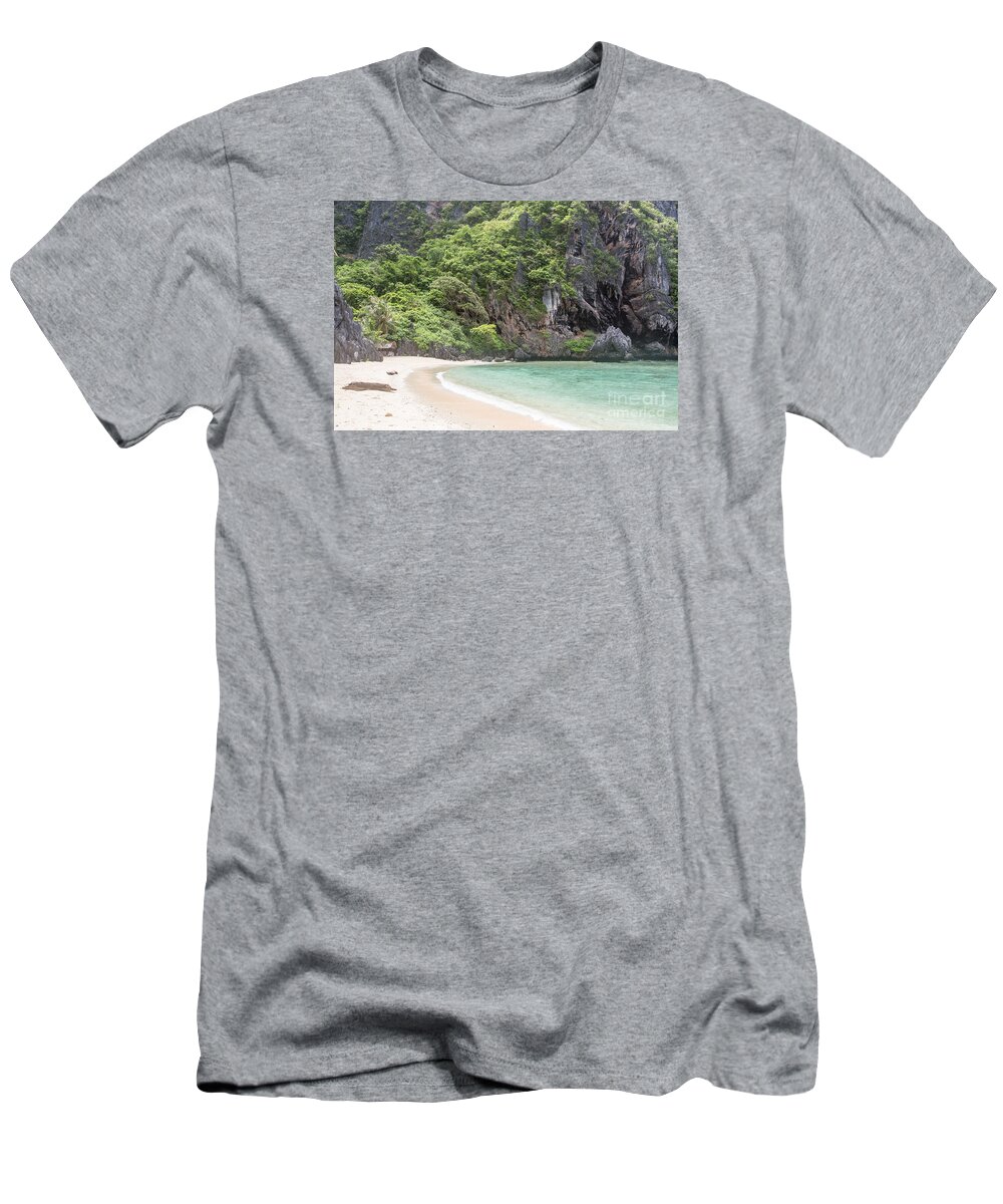 Bacquit T-Shirt featuring the photograph Awesome beach in the stunning Bacuit archipelago in El Nido #1 by Didier Marti