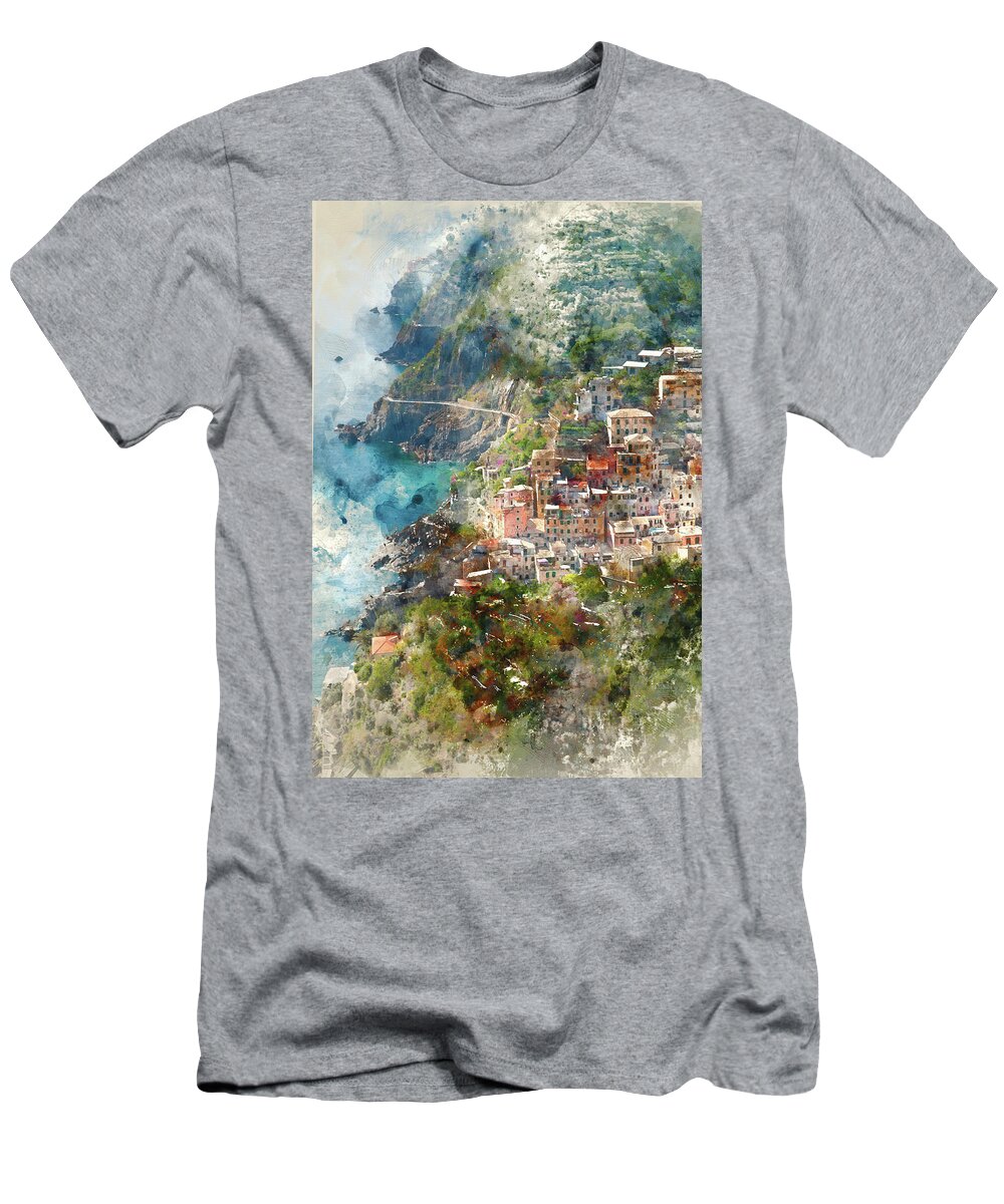 Nature T-Shirt featuring the photograph Cinque Terre in Italy #1 by Brandon Bourdages