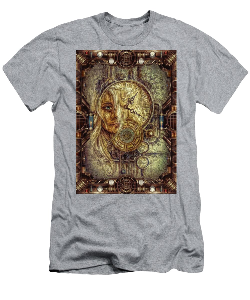 Steampunk # Steampunk Art # Steampunk Compass # Steampunk Clock# Watch # Compass # T-Shirt featuring the digital art Sci-fi/fantasy by Louis Ferreira