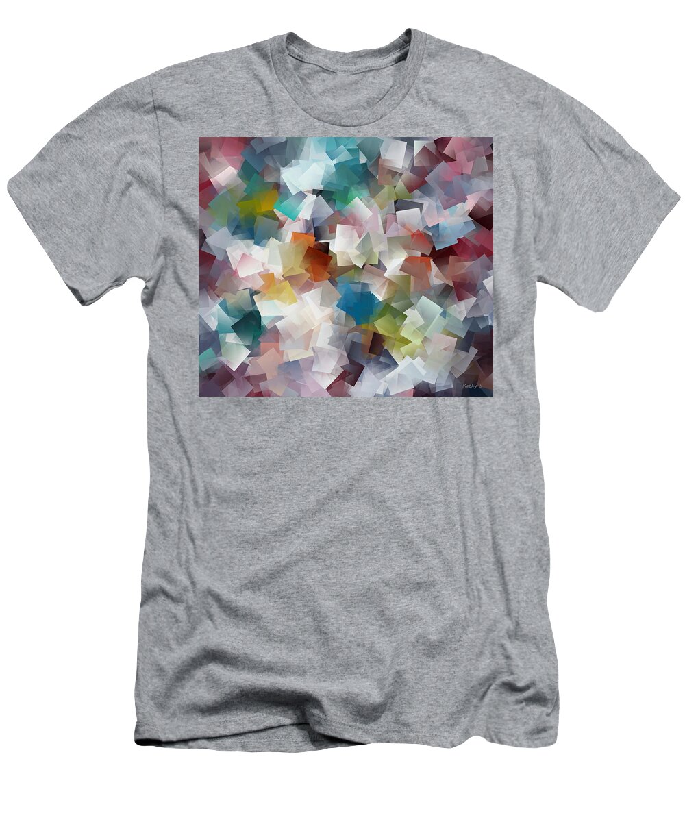 Pattern T-Shirt featuring the painting Crystal Cube #1 by Kathy Sheeran