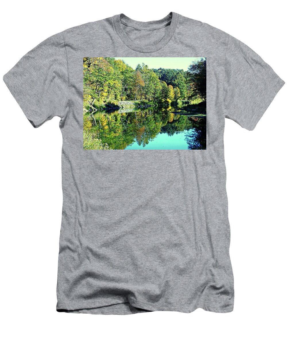 United States T-Shirt featuring the photograph Fall on the Ottauquechee River #1 by Joseph Hendrix